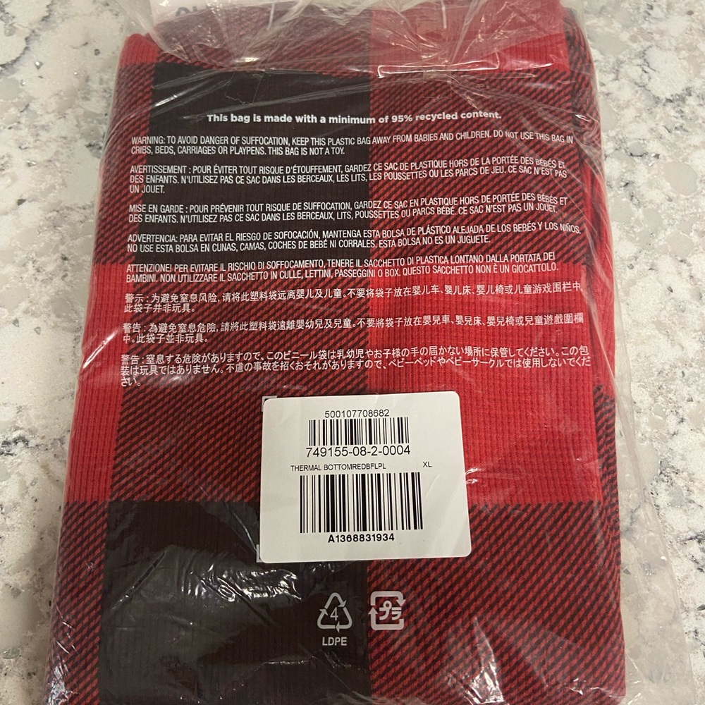 Old Navy Red and Black Plaid Thermal Pajama Pants (XL) - Picture 2 of 5